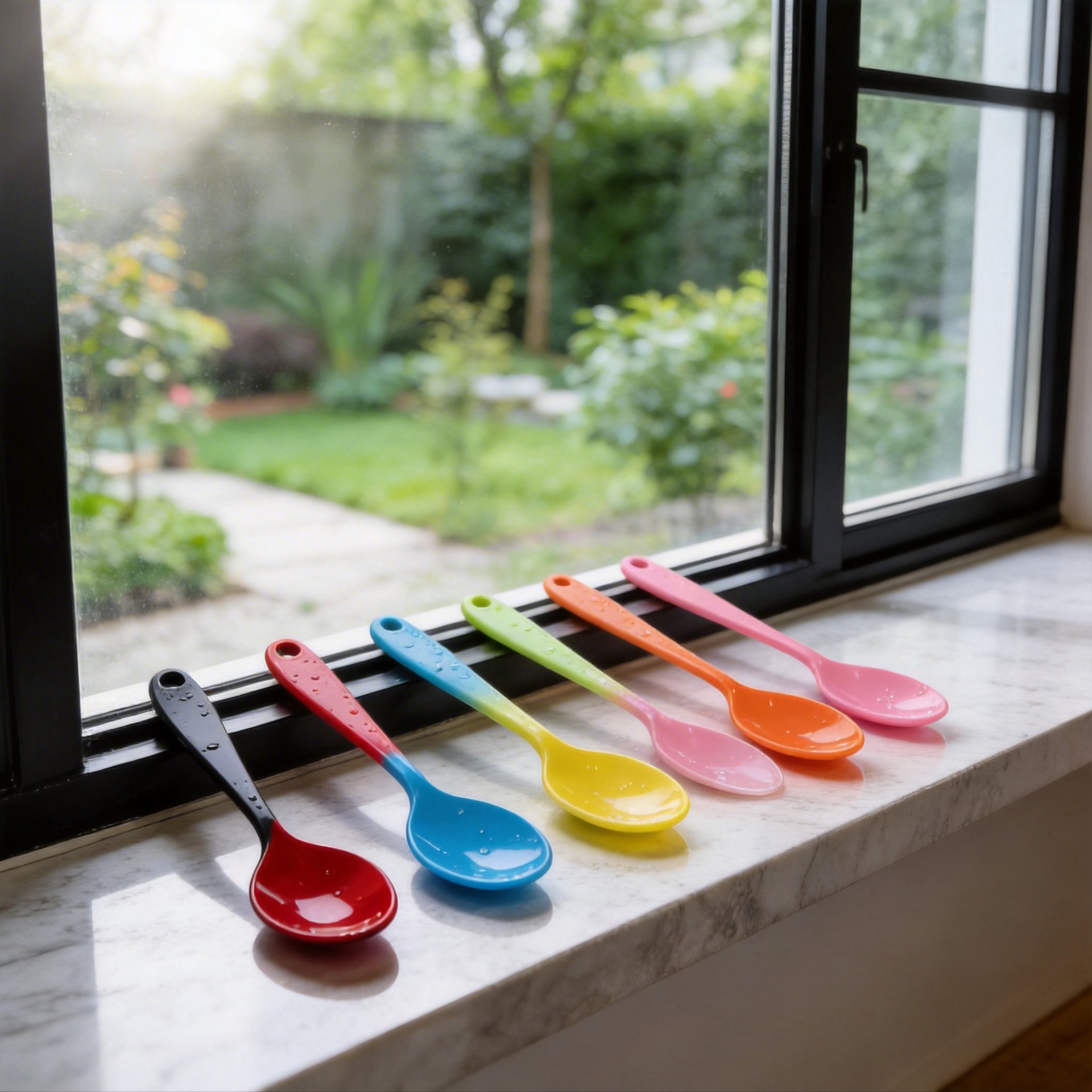 goods in stock silica gel Spoon tableware Cake trumpet stir Salad Flavor Tsp Stainless steel