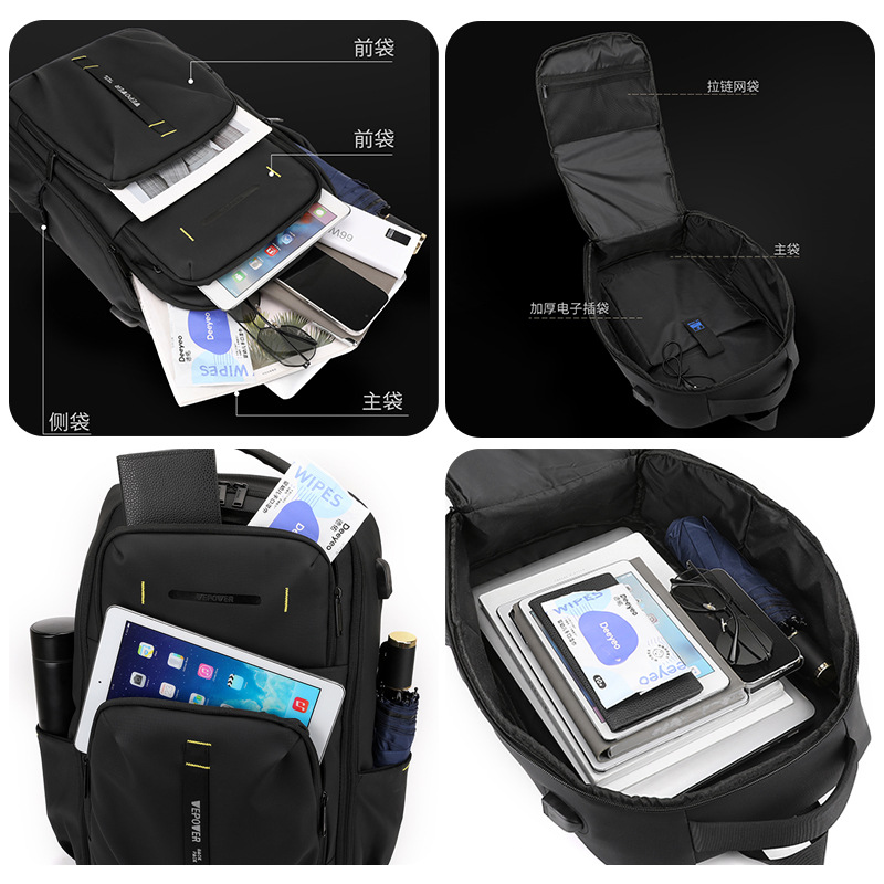 WEPOWER nuevo estilo de moda para hombres mochila de negocios, bolso de cable USB para laptop, mochila ligera