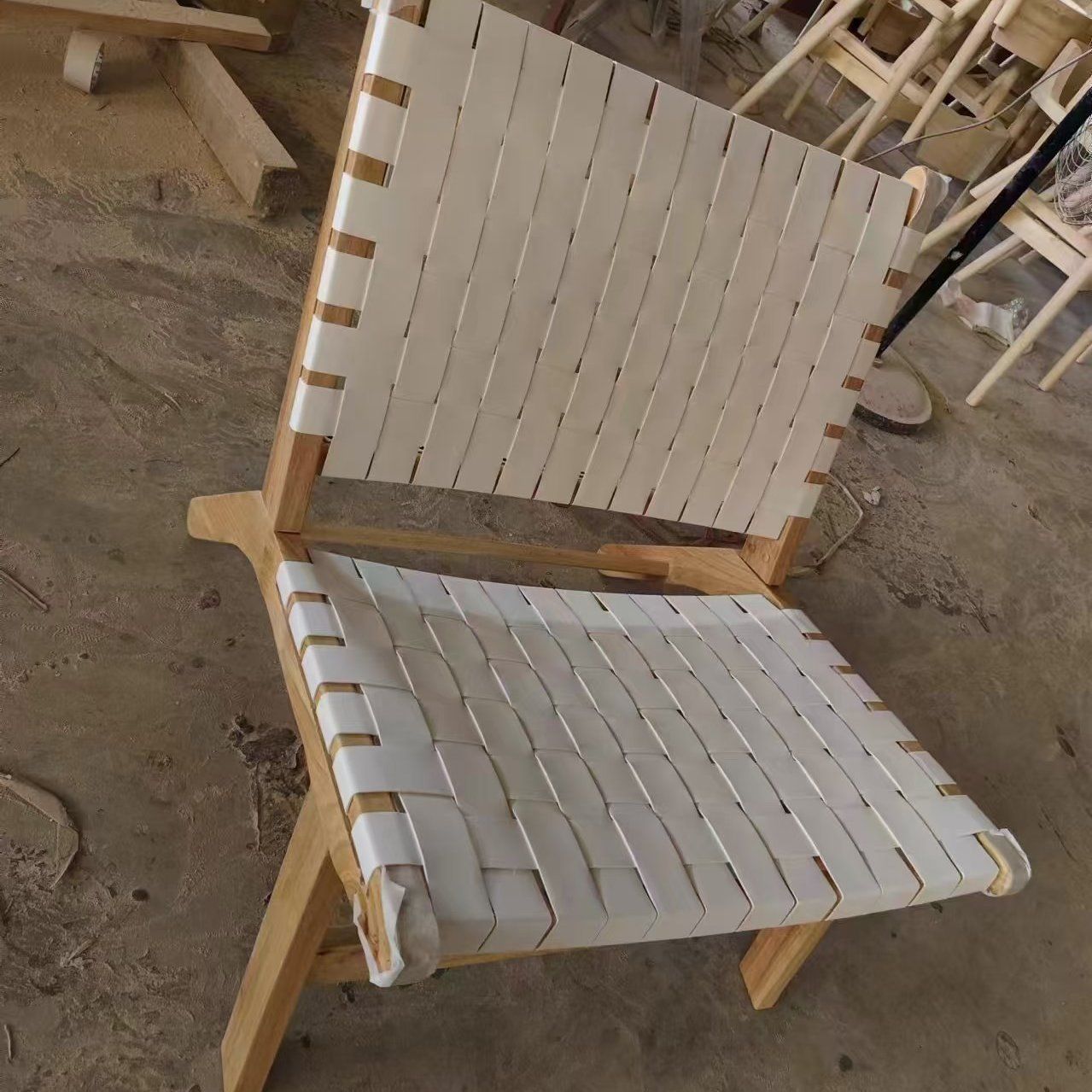Fabricante de cuerda de madera sólida sofá silla de balcón nórdica silla de ocio japonesa silla de viento silencioso pequeño tipo de casa respaldo perezoso