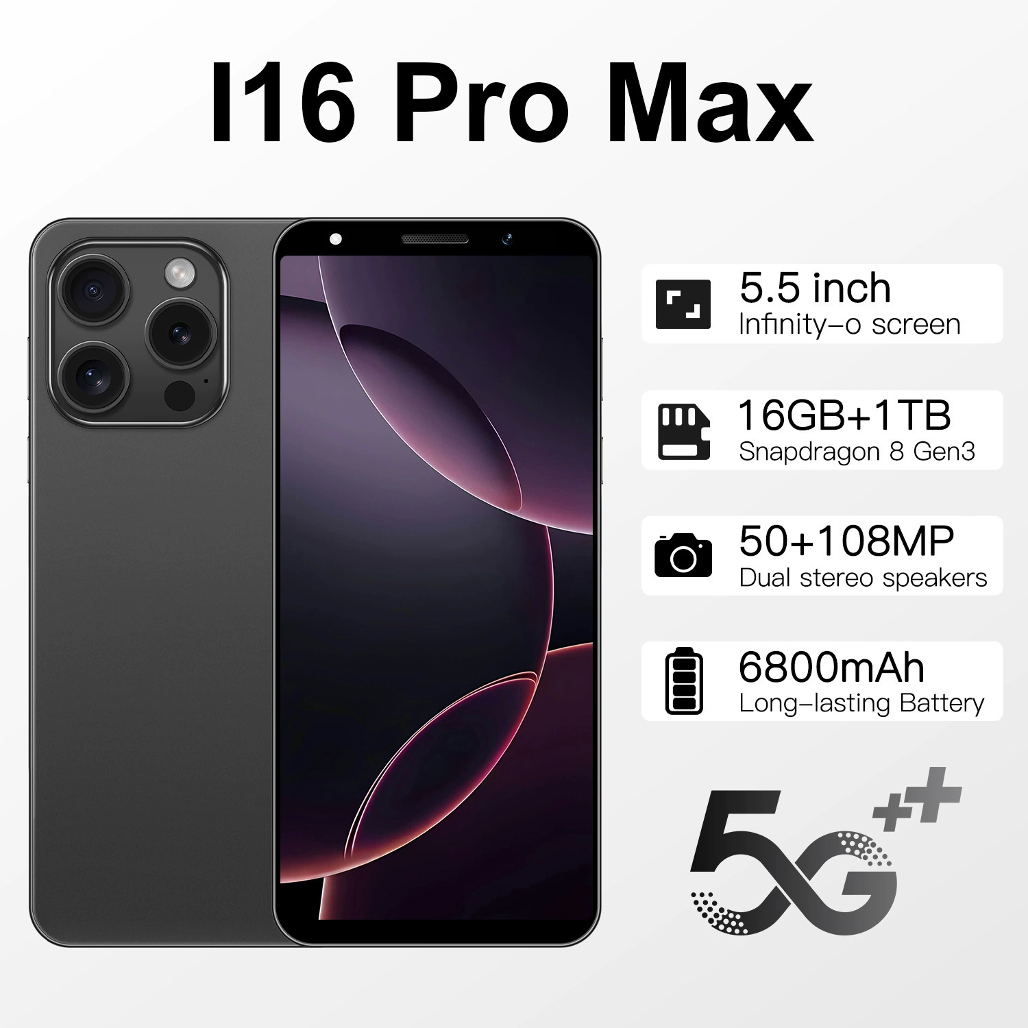 Мобильный телефон Pro, умные часы, 4G, Intel Core i16, 16 Pro Max, 5" экран, 16 ГБ