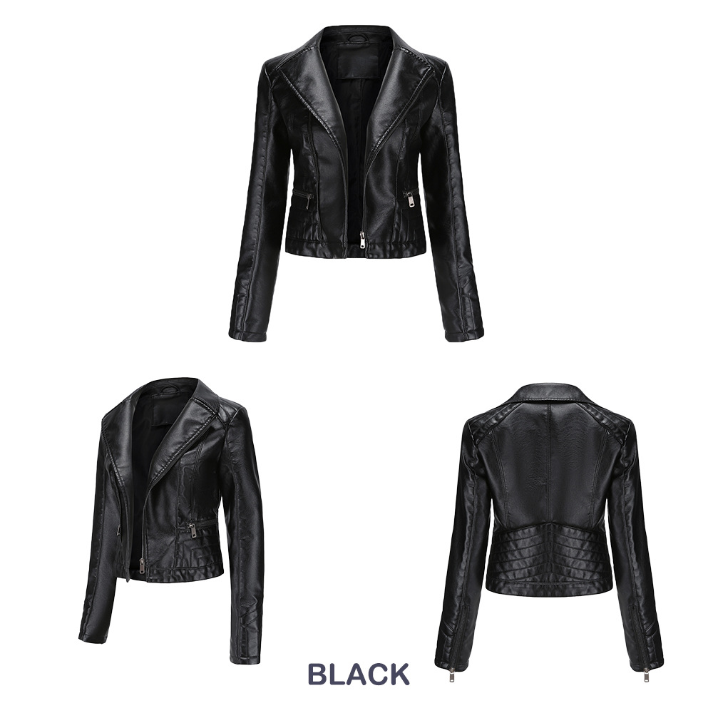 wholesale women s clothing Nihaostyles washed PU leather lapel jacket  NSNXH67413