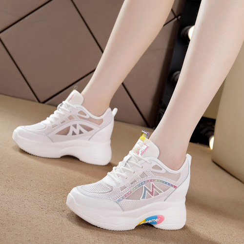 Trendy Sunday  Autumn New Net Shoes Wholesale Flat Casual Sandals Heightening Shoes Student Women's Net Shoes