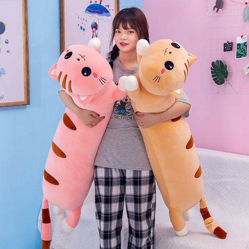 New soft down cotton happy cat pillow plush toy creative big lying cat pillow birthday gift wholesale