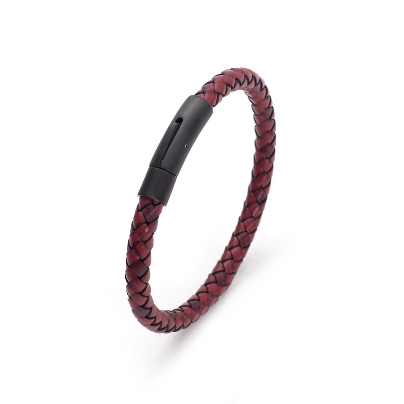 Fashion Solid Color Pu Leather Titanium Steel Polishing Bracelets 1 Piece display picture 1