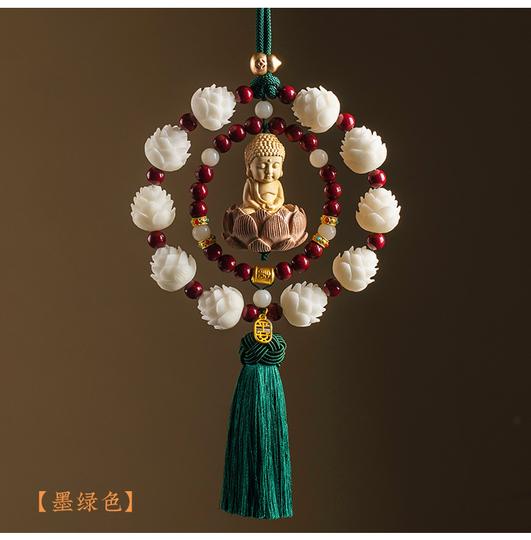 2024 Car Pendant Cinnabar Jewelry Bodhi Lotus Car Hanging Advanced Sense Men's and Girls' Car Decorations