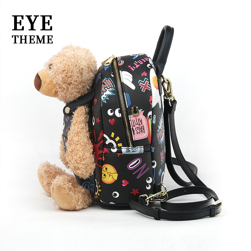 Damas mochila de hombro casuales caricatura encantadora mochila de estudiantes impresión de moda de diseño de viaje sensación de oso 2796 #