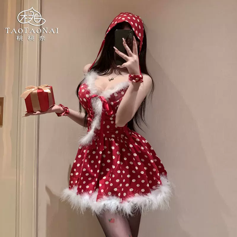 Сексуальное нижнее белье в горошек с необработанным краем halterneck платьеpure desire Рождественский костюм для женщин искушение открытая ночная сорочка горячая девочка 7098