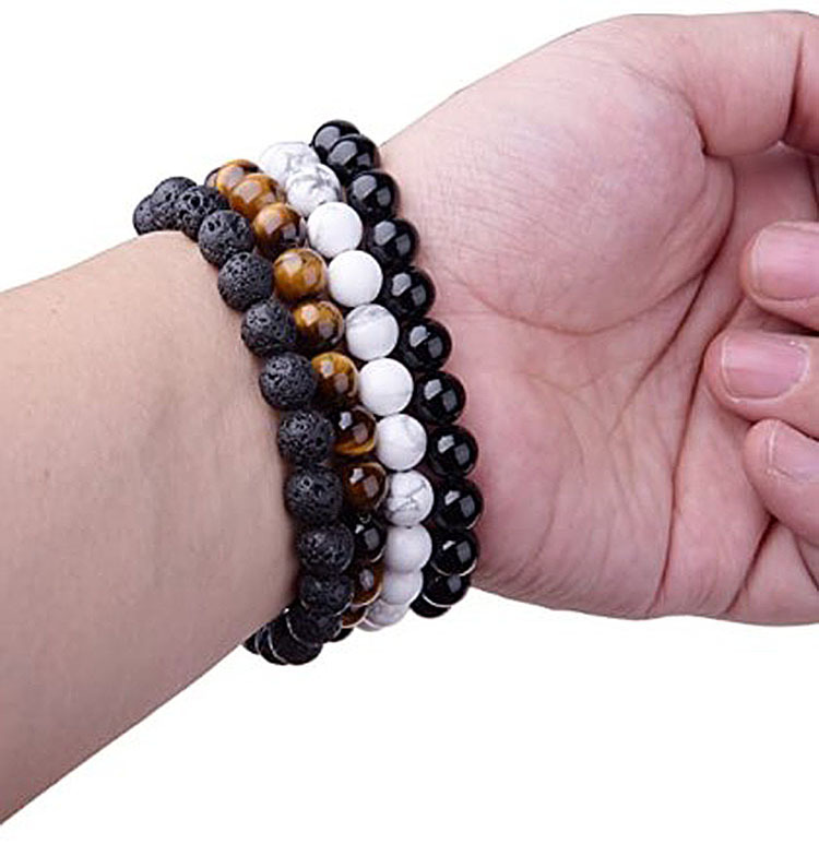 Fashion Round natural stone Beaded Bracelets 1 Set