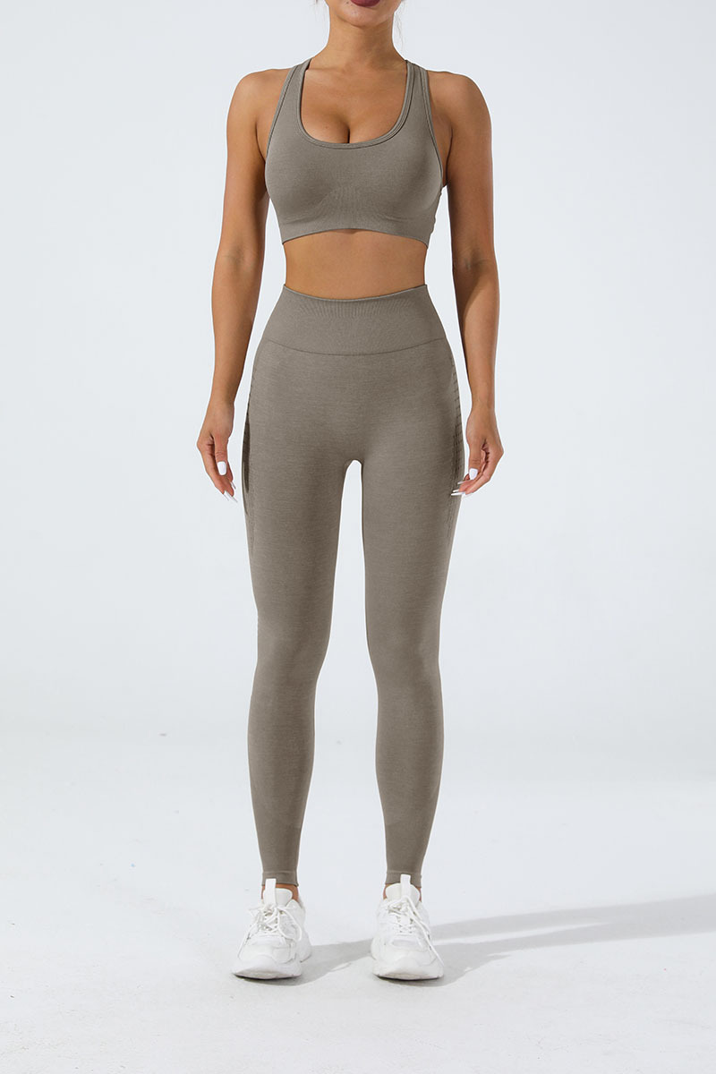 Modern Style Simple Style Solid Color Cotton Spandex U Neck Tracksuit Vest Leggings display picture 27