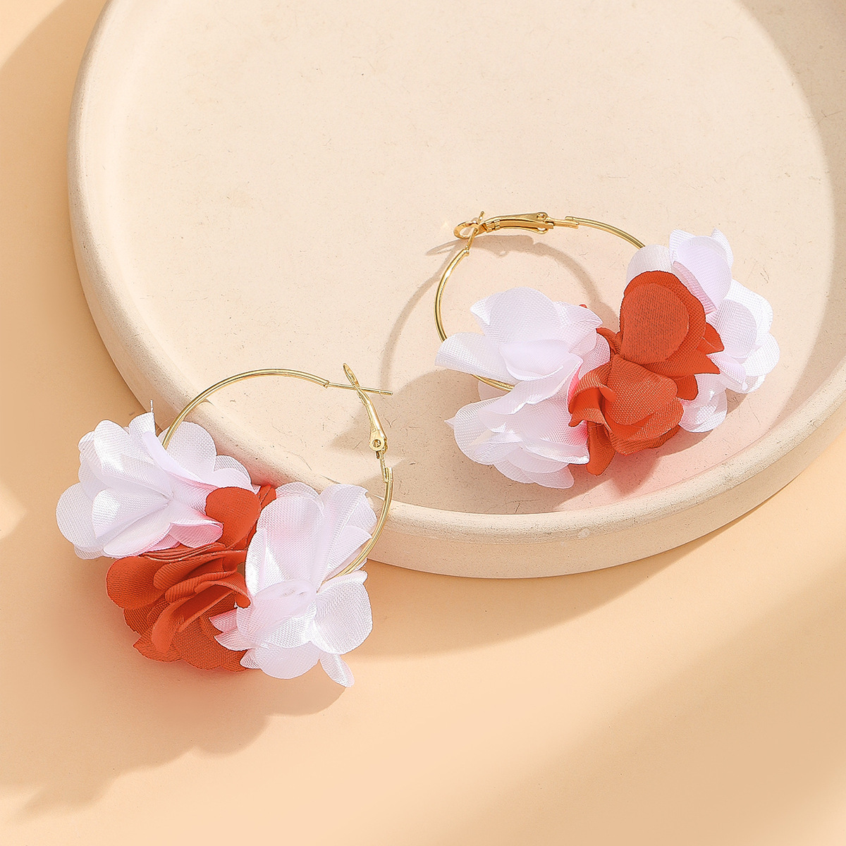 7g Weight Copper Ear Needle Material Earrings Classification 1 Pair Quantity Casual, Street, Shopping Occasion Flower Pattern All Seasons Season Women's Gender Vacation, Bohemian Style 1 Pair Vacation Bohemian Flower Cloth Earrings 13