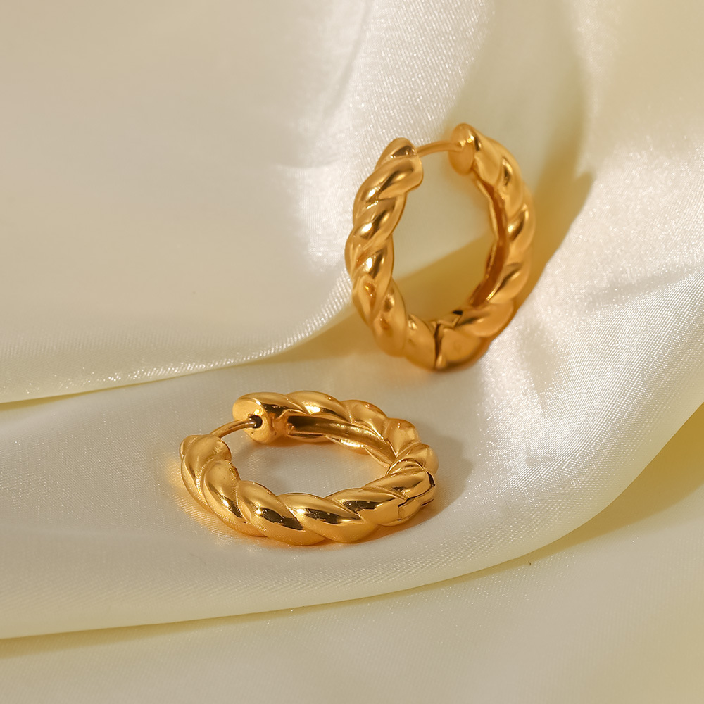 Vintage Style Twist Stainless Steel Hoop Earrings Plating Stainless Steel Earrings