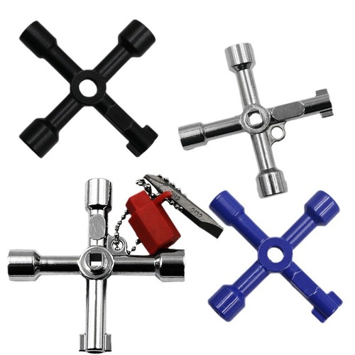 Multi-specification cross-shaped triangle key wrench in the electric control cabinet Elevator door water meter valve square hole round hole bit