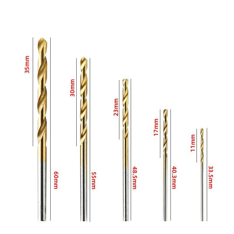 50PCS麻花ドリルセット1-3MM高速鋼チタンメッキ電気ドリル木工穴開けツールセット|undefined