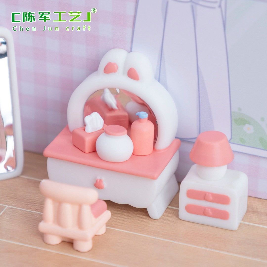 Miniature landscape creative pink girly bedroom decoration accessories, dollhouse DIY miniature furniture model small ornaments 4