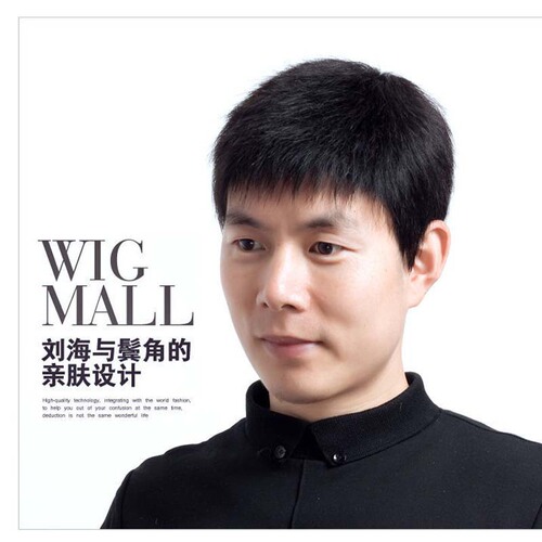 Full real hair men's wig full head natural hair partial short hair light and breathable men's wig full head