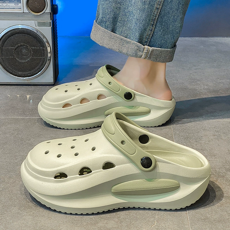 Обувь Croc, мужская летняя верхняя одежда, спортивные уличные сандалии на толстой подошве с нескользящим носком, пляжная обувь двойного назначения большого размера для мальчиков