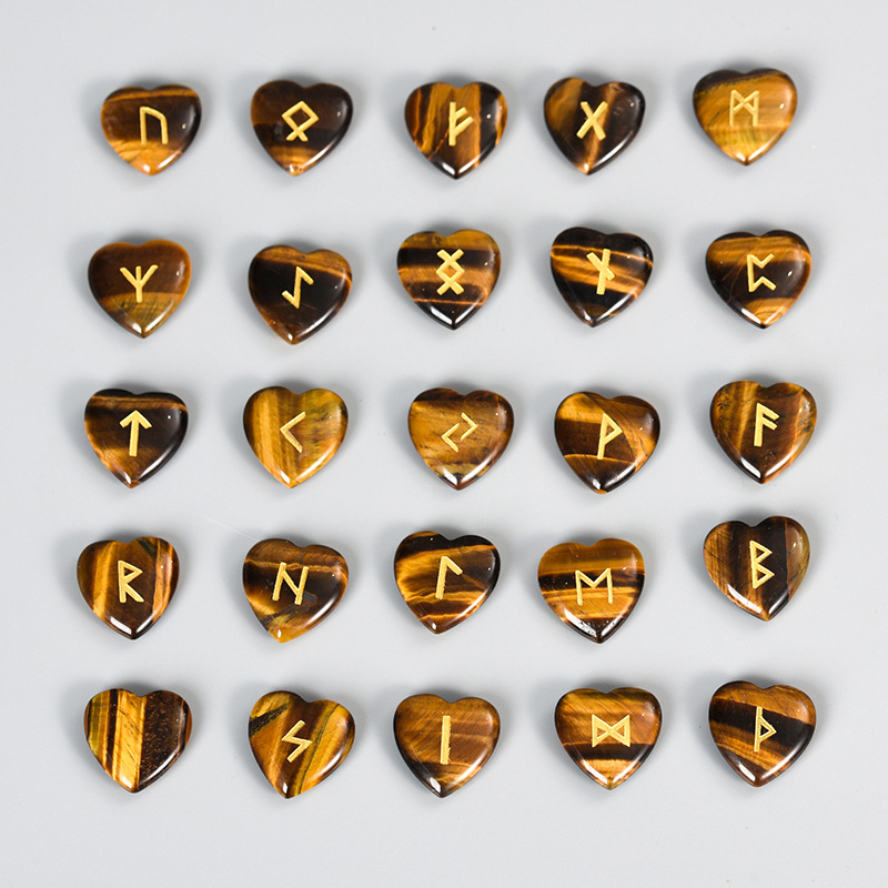 Amazon europeo y americano Venta caliente 25 cristal natural amor Luen carta ruoni Rune cristal piedra