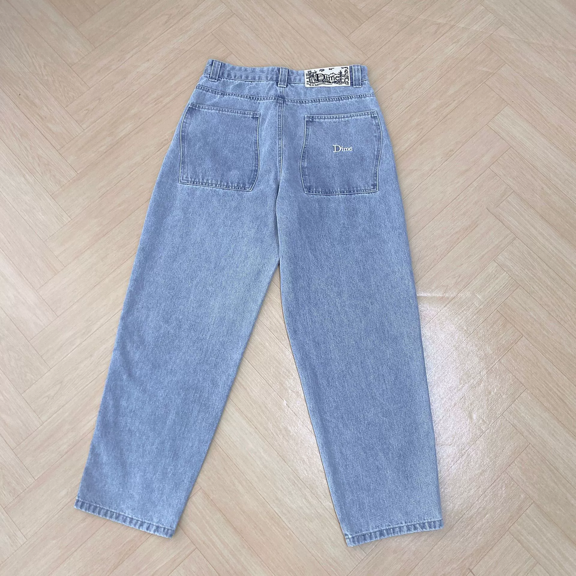 [潮流街头滑板Dime Baggy直筒宽松休闲DENIM PANTS洗水牛仔长裤男]