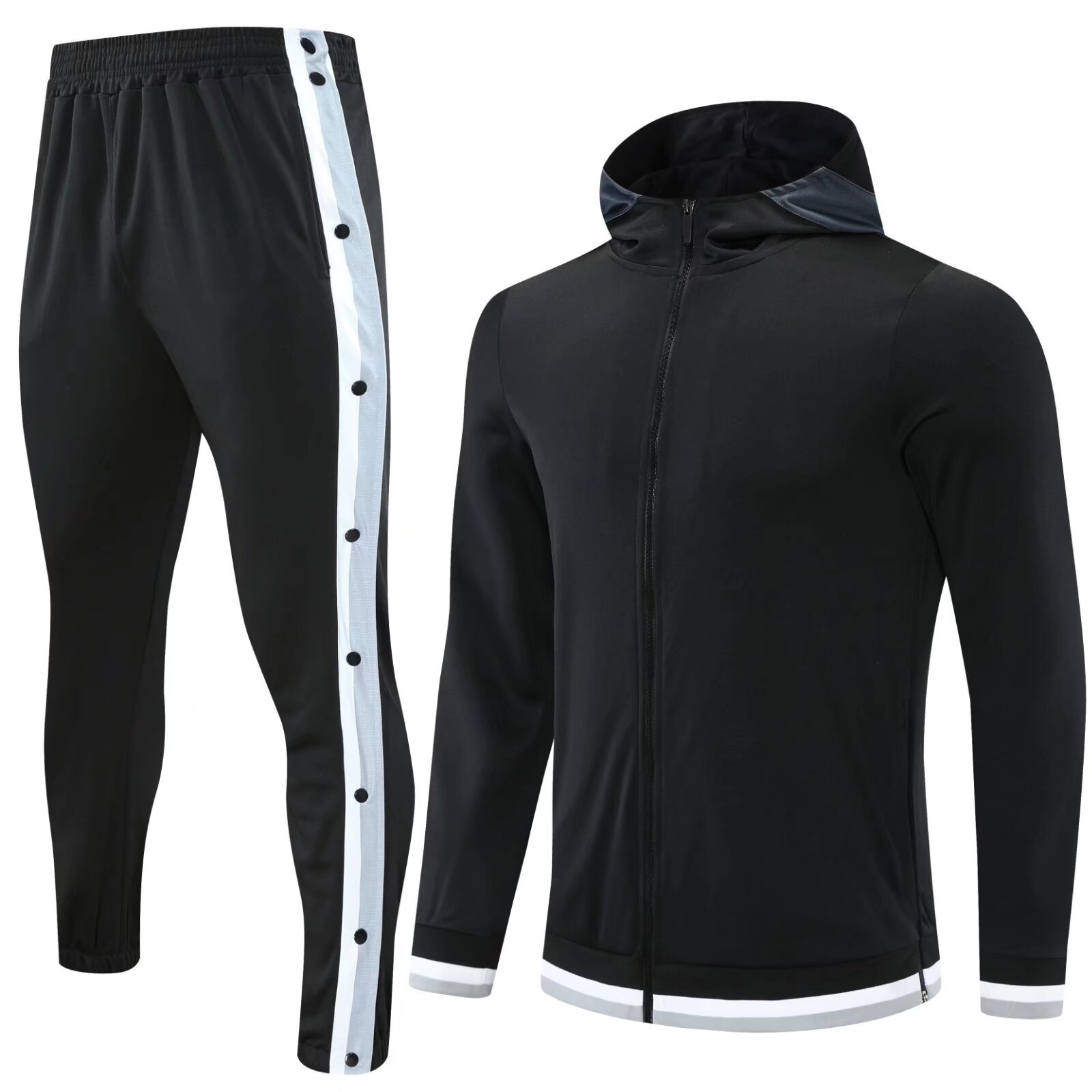 Transfronterizos de otoño y invierno de baloncesto traje de mangas largas pantalones de botón completo jersey chaqueta con capuz equipo de entrenamiento