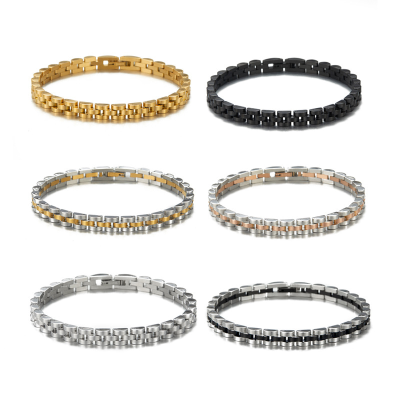 不锈钢表带式手镯适配各大品牌手表带中间节黑武士钢带男潮手表