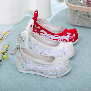 Women fairy Hanfu shoes old Beijing clothing shoes chinese traditional folk Ethnic style embroidered shoes film drama stage performance cloth shoes