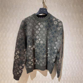 正确版本25新款驴家绿色提花针织毛衣