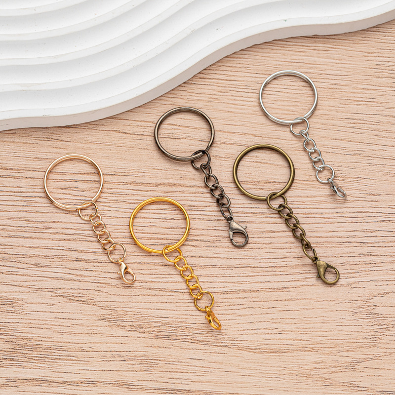 金属製キーホルダー、4連チェーン、ロブスタークラスプ付き、DIYアクセサリー、電気メッキキーホルダー、おもちゃ、フィギュア用ペンダント|undefined
