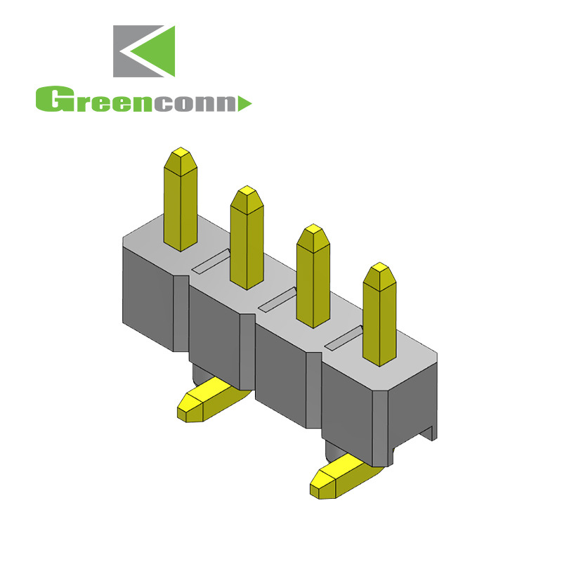 Grennconn排针Pin距2.54mm单排单塑90度弯4-40Pin排针系列连接器