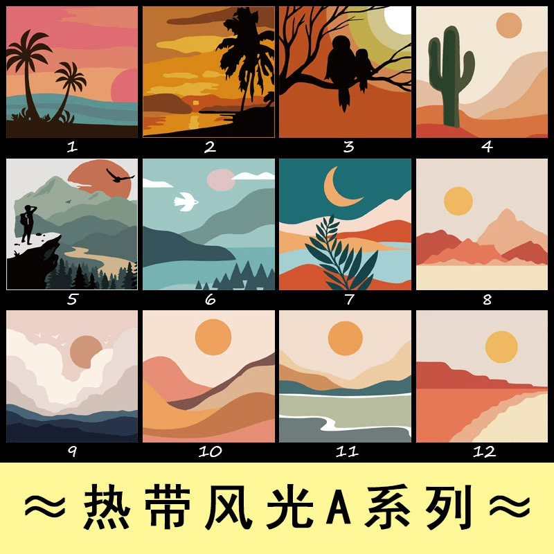 Детская ручная работа, цифровая картина маслом, ручная роспись акриловыми масляными красками, раскраска тропических пейзажей, украшение для гостиной