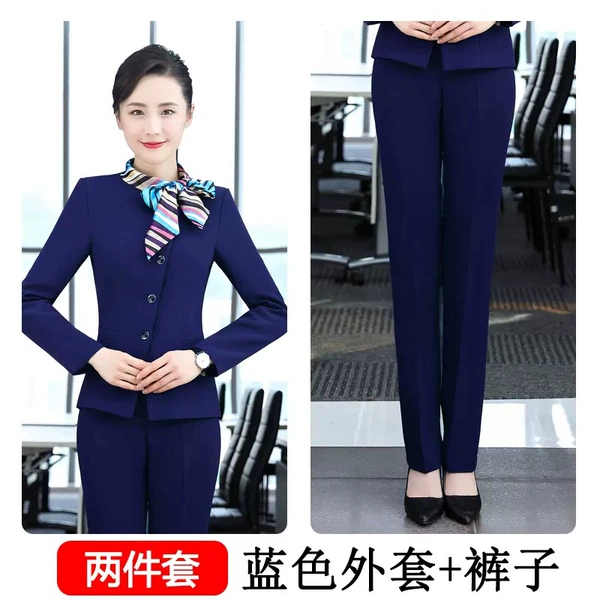 Classic suit jacket, blue trousers