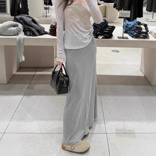2025夏季莫代尔半身裙女垂感宽松百搭软糯休闲简约灰色包臀长裙子