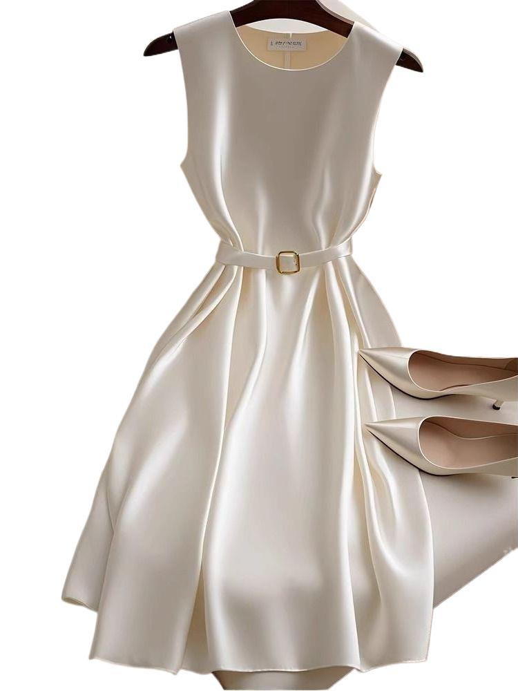 Elegant white dress with sleeves sleevless, french style 5