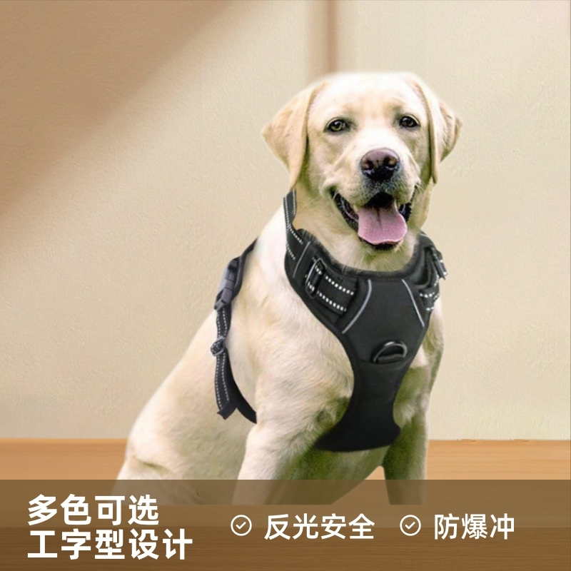 跨境狗狗牵引绳防爆冲反光胸背带宠物牵引绳大中型犬工字型胸背狗|undefined