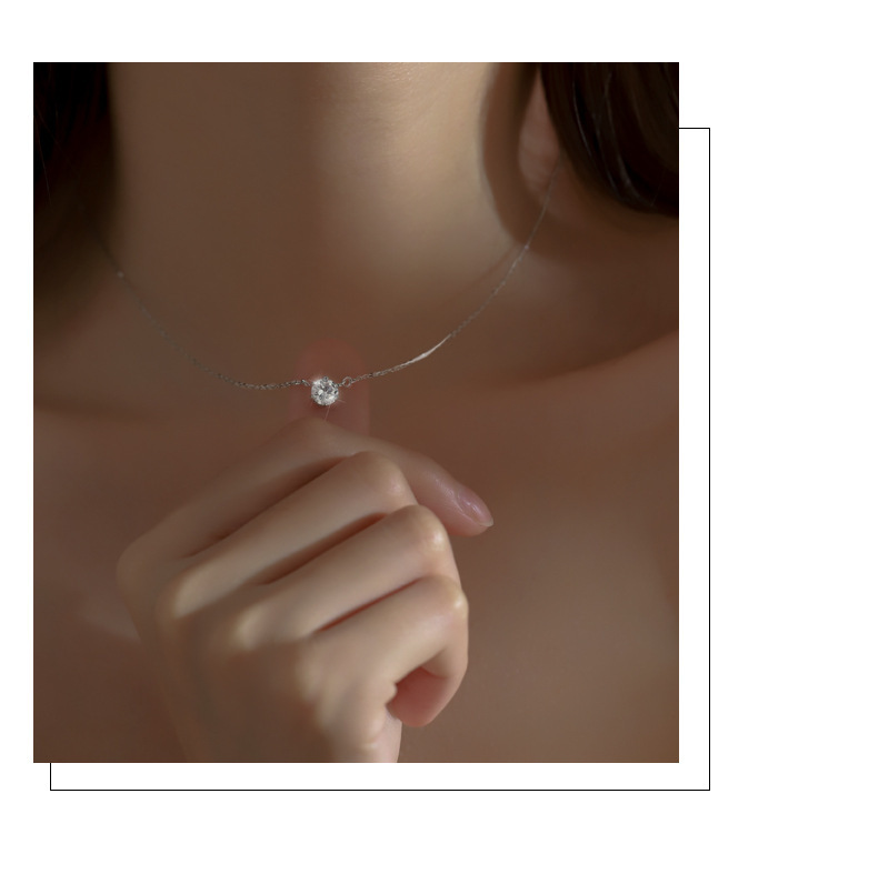 Geometric Pattern Women's Gender Sterling Silver Zircon Cable Chain Plating Geometric Pendant Necklace