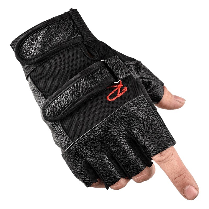 Primavera y verano hombres y mujeres medio dedo guantes de cuero impermeable al aire libre dedo abierto medio rendimiento motocicleta montañismo GUANTES DE PU