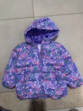 外贸原单满印碎花连帽女童棉衣加绒加厚儿童棉服2025冬季新款童装