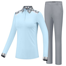 工厂定制高尔夫衣服球童套装上衣裤子长袖t恤50件起订免费LOGO