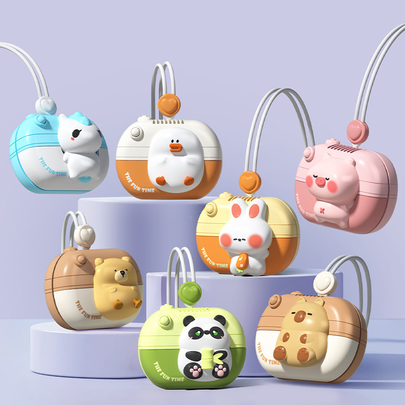 超かわいいカメラ首吊りミニファン安全な葉のない柔らかいストラップ子供の屋外クールファッションギフト卸売|undefined