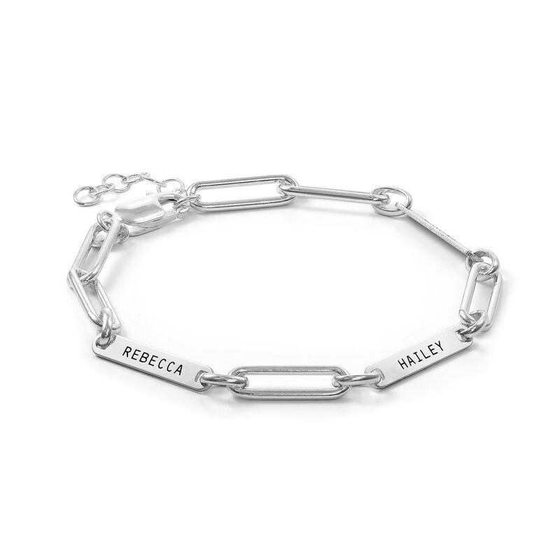 Chain Bracelet Ladies Fashion Gift Engraved Stainless Steel Bracelet Paper Clip Rectangular Diamond Engraved Bracelet