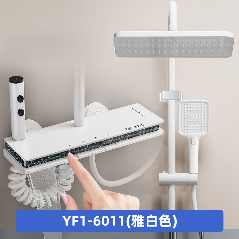 Ducha de baño doméstico conjunto de teclas de piano mixtas de pulverización presurizada de cobre caliente y frío agua superior pulverización hotel idéntico
