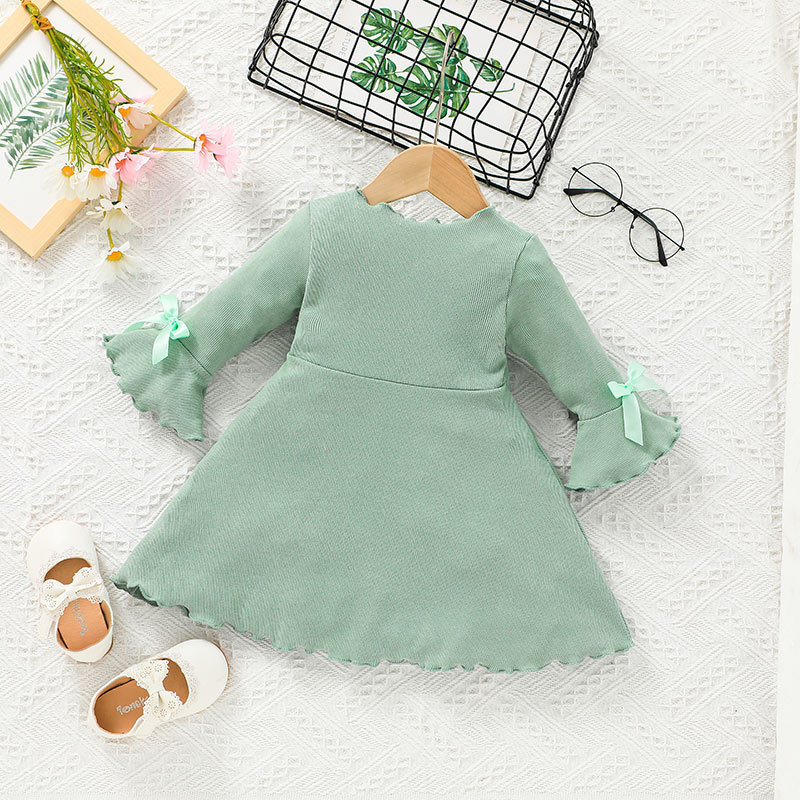 European And American Dress Lotus Leaf Flower Sleeve Children's Dress 2021 A-line Skirt display picture 3