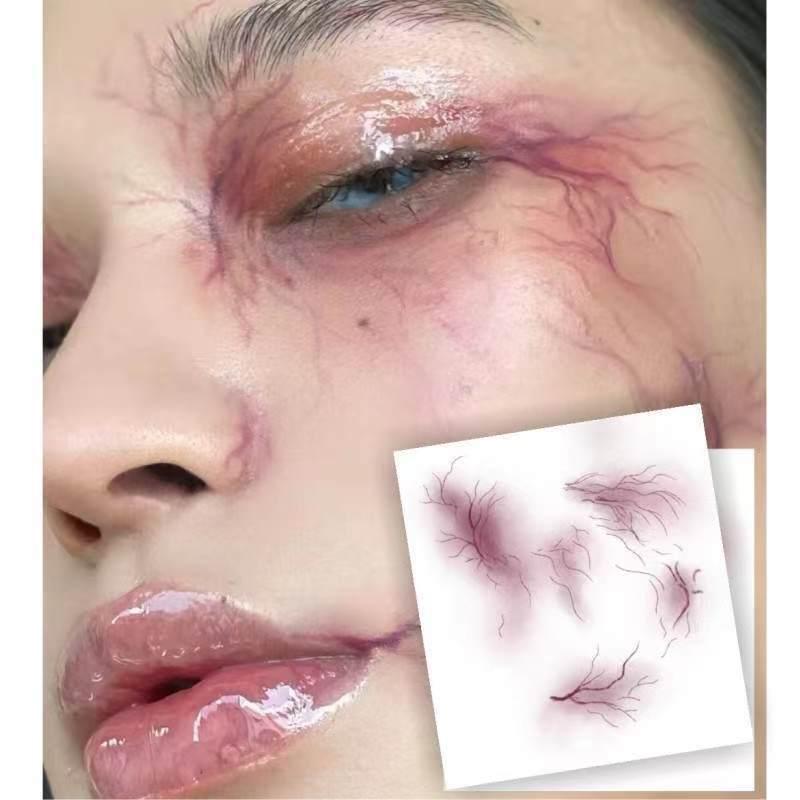 Facial Simulation Scar Stickers, Imitation Bruises and Scratches, Halloween Stickers, Makeup Tattoos, Prank Colorful Tattoo Stickers for Men and Women