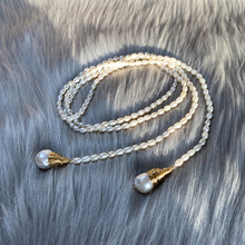 L.RUBY淡水珍珠巴洛克绕线双吊坠小米珠1.2米长链时尚毛衣链