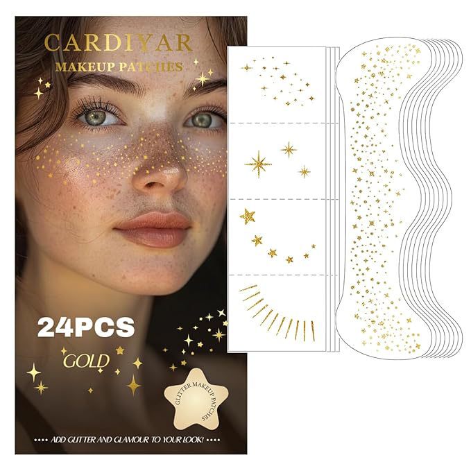 Hot-Selling 2026 Gold and Silver Freckle Face Stickers, European and American Style Glitter Makeup, Festival Party Face Tattoo Stickers, Glitter Makeup