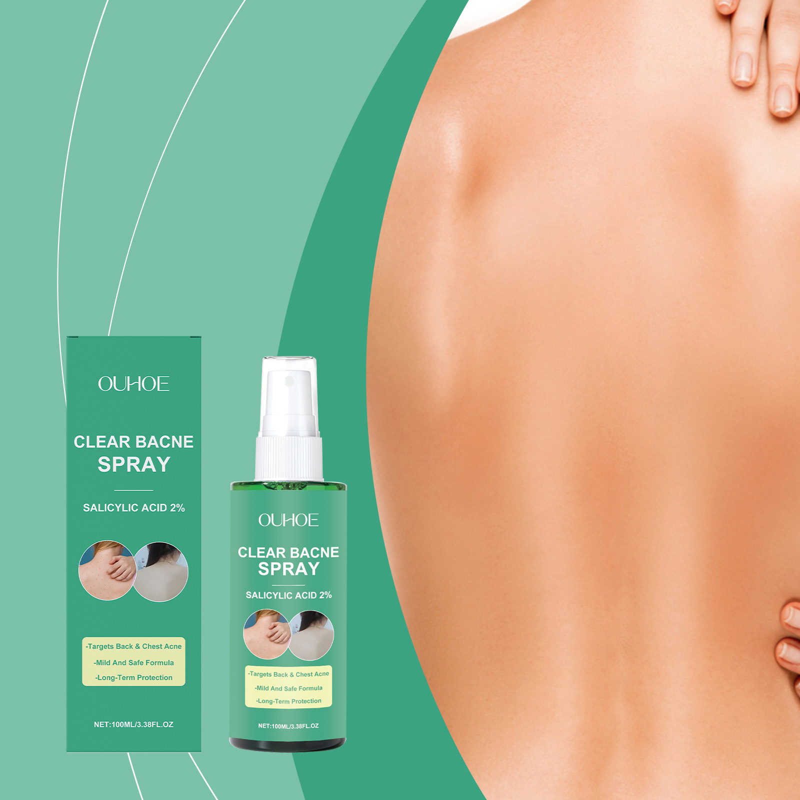 Ouhoe Back Care Spray Smooth and Shiny Mild Ingredients Care for Whole Body Skin External Care Spray