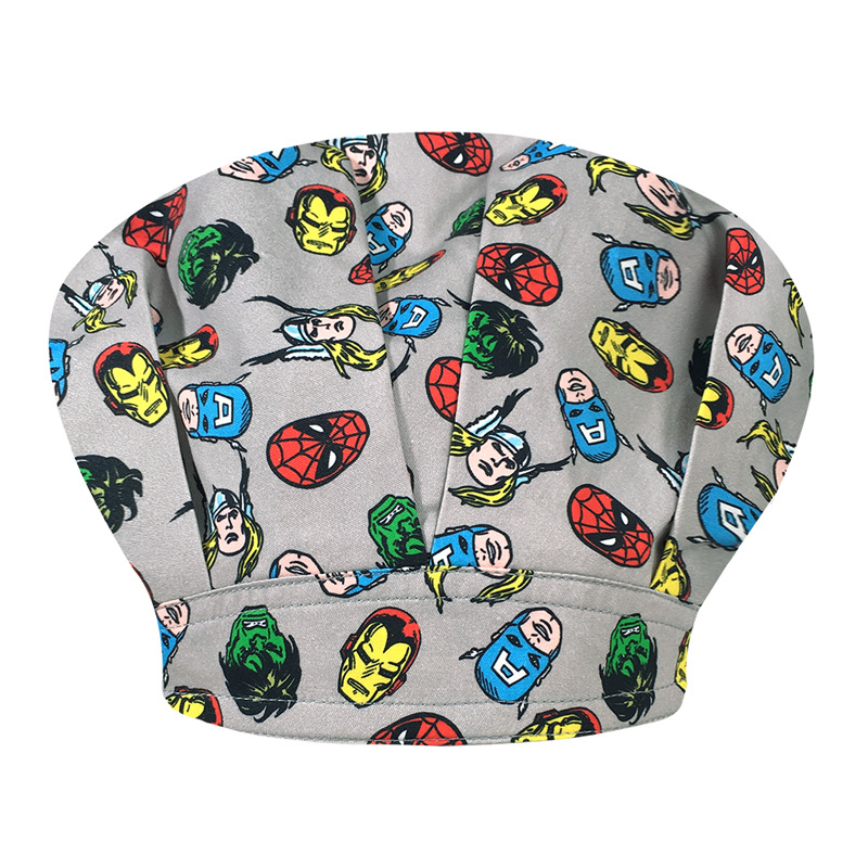 Sombrero de enfermera mujer chef cocinando cocina a prueba de aceite a prueba de humo pérdida de cabello sombrero esponjoso sombrero impreso puntera sombrero de trabajo ajuste elástico