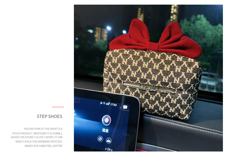 Car Tissue Box Hanging Type, Runaway Princess Bow, Cute Tissue Dispenser, High-End Car Seat Tissue Box