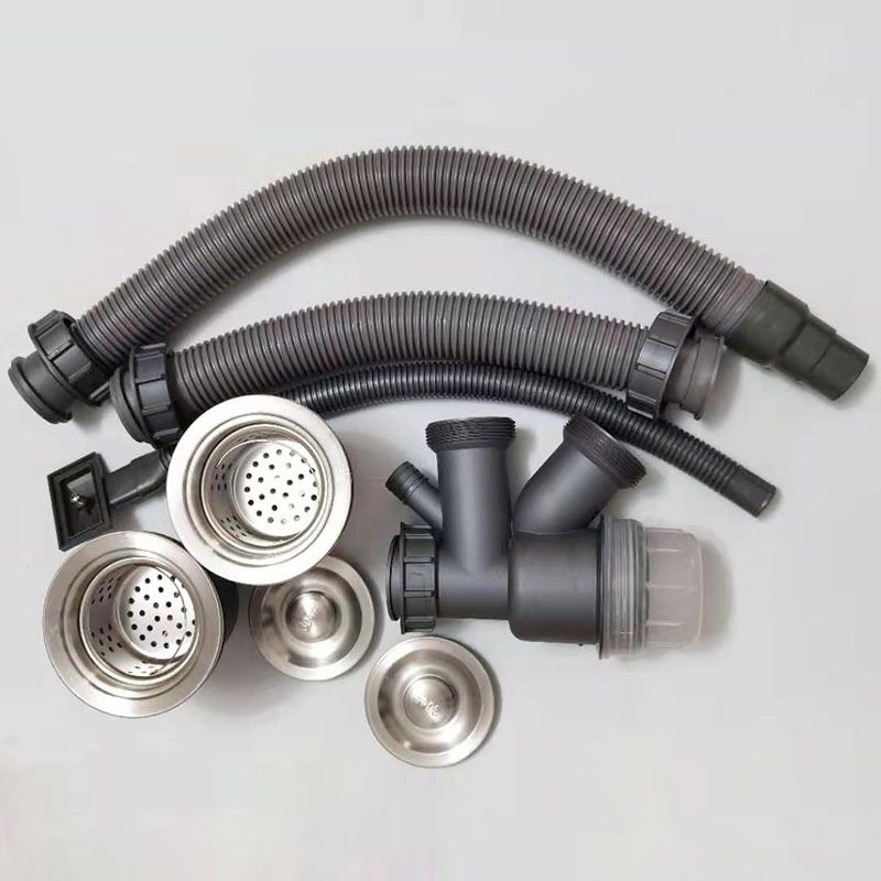 Manufacturer wholesale stainless steel double-slot sink sink drain pipe, kitchen sink water removal, anti-blocking and anti-odor
