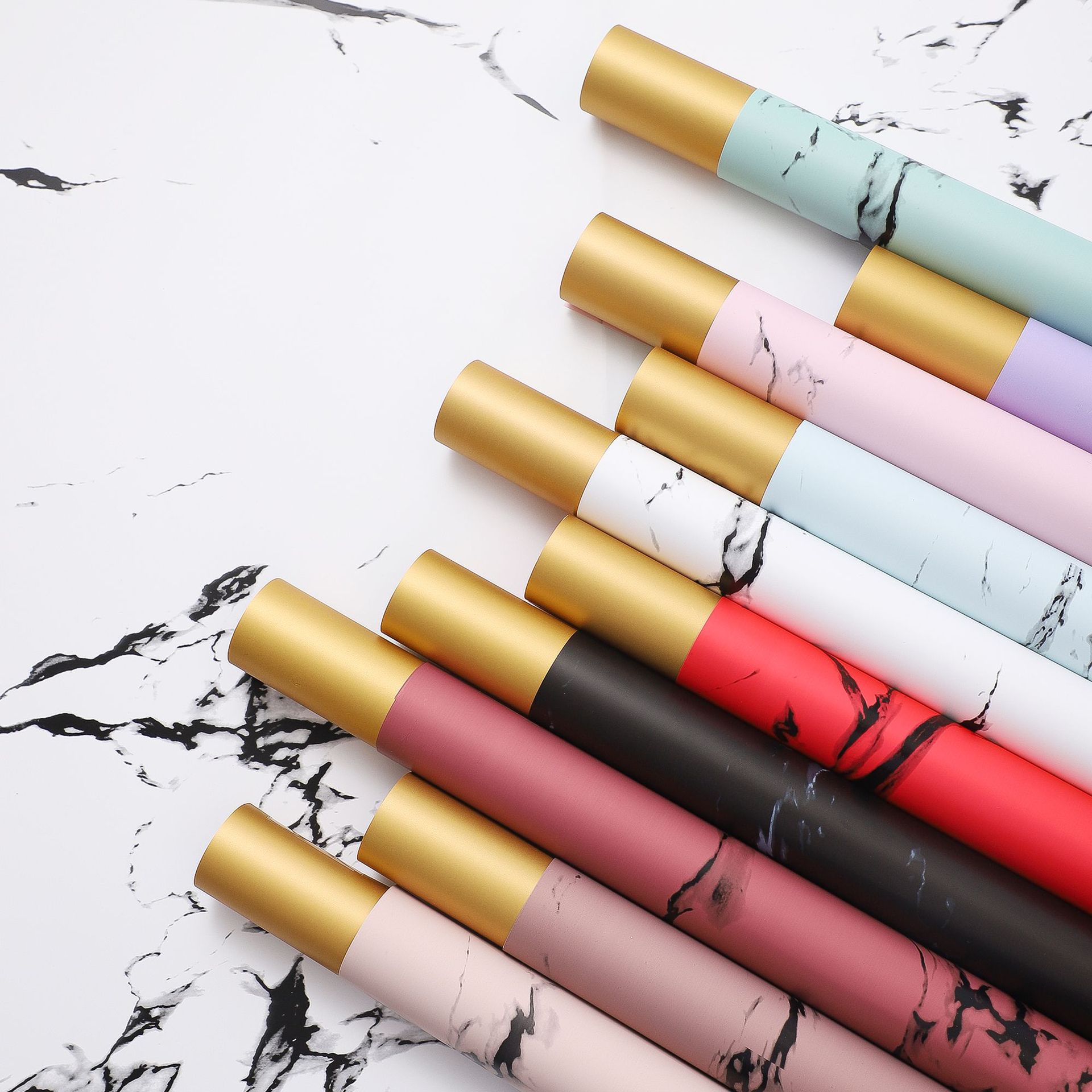 Lizgiran nuevo amazon popular impermeable marmolado papel de oro ramo de flores de papel de regalo