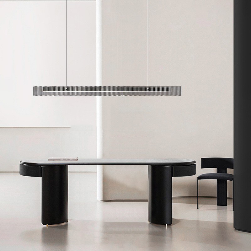Lámpara del restaurante de vidrio minimalista italiano simple Villa individual gran mesa de comedor de piso plano bar de la isla de una lámpara larga